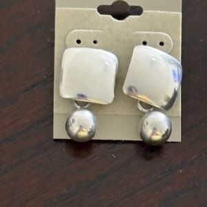 Silpada Vintage Square & Ball P2088 Sterling Silver Earrings